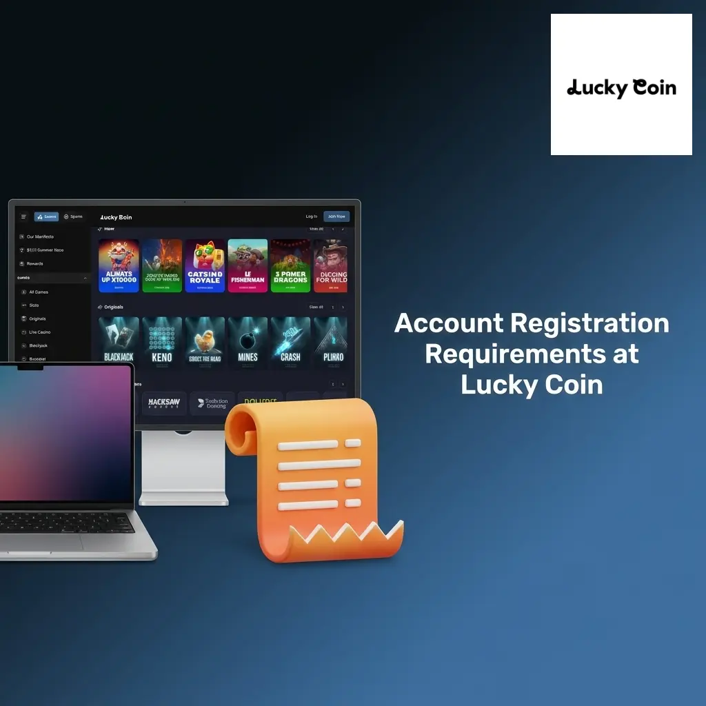 Lucky Coin account registration requirements including age verification, one account rule, and UK residency eligibility criteria