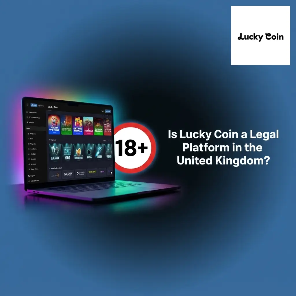 Lucky Coin casino platform showing Curacao gaming licence details, privacy policy, and responsible gambling tools for UK users