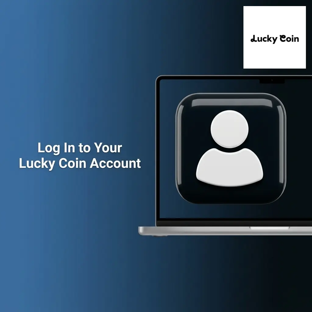 Lucky Coin account login page showing sign-in steps including credentials entry, social login, and two-factor authentication