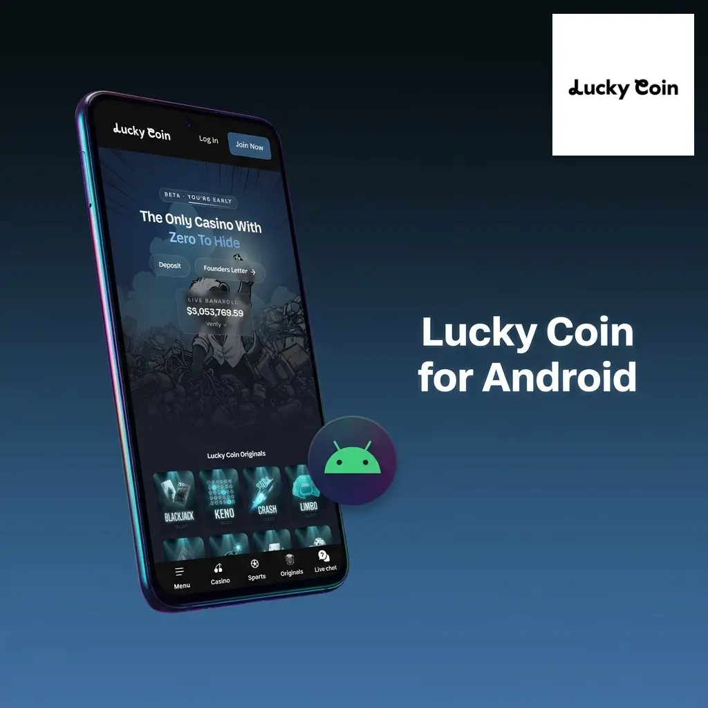 Lucky Coin PWA on Android Chrome browser showing Add to Home Screen setup steps for Samsung Galaxy and Pixel devices