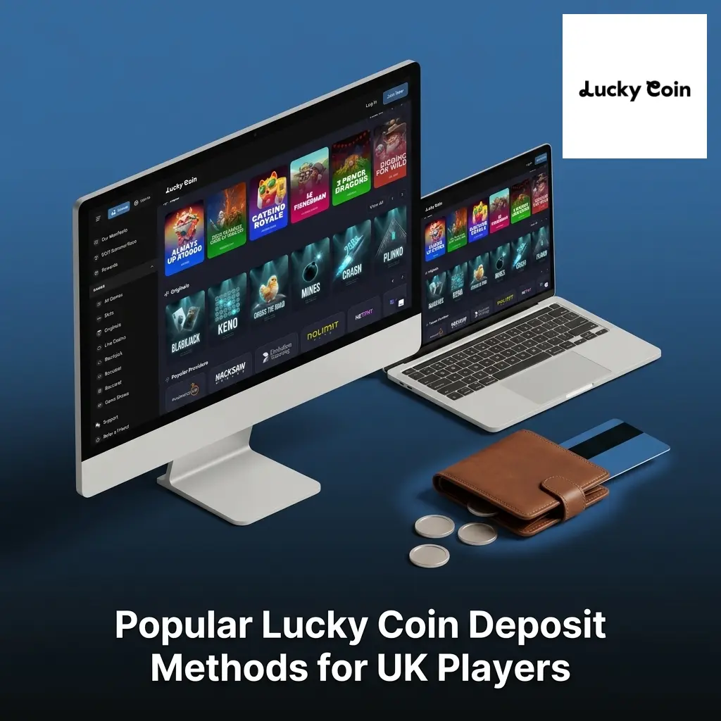 Lucky Coin deposit methods for UK players including Bitcoin, Ethereum, stablecoins, Visa, Mastercard, and bank transfer